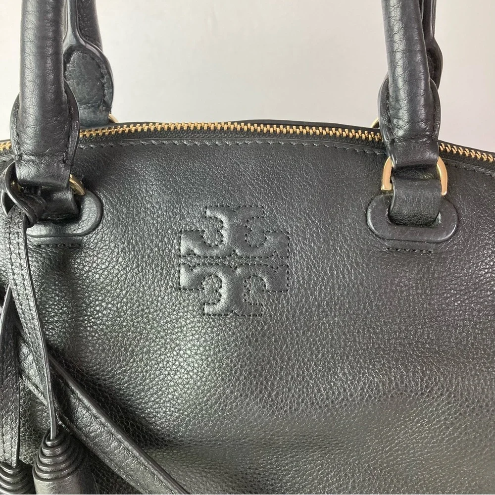Tory Burch Thea Satchel Shoulder Strap Leather Bag Black